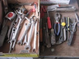 Box of Carpet Knife, Pliers, and Wrenches
