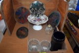 Lattice Pedestal Server and Stained Glass Window Hangings