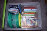 Tote of Cookie Containers, Books and Lightbulbs