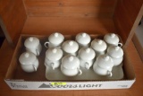 2 Sets of Apilco Porcelain From France, Pot deCreme Includes 12 Cups and Lids and 2 Trays