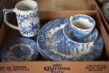 Box of Delft China and Salem China Pieces