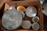 Box of 8 Wine Glasses, Fire King and Dessert Dish Set