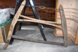 Antique Bow Saw, Copper Kettle (Kettle in Rough Shape)
