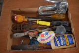 Assorted Tools Including Stapler and Chisels