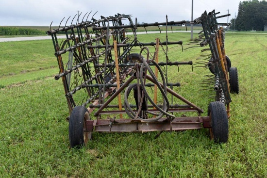 7 Section Coil Tine Drag on Cart