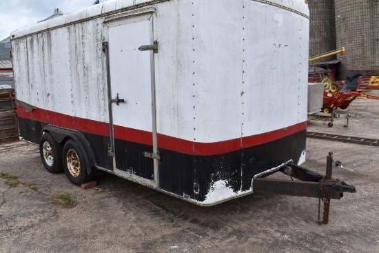 1999 Intl Tandem Axle Enclosed Trailer, 16.5' x 84", Double Swinging Doors, Bumper Hitch