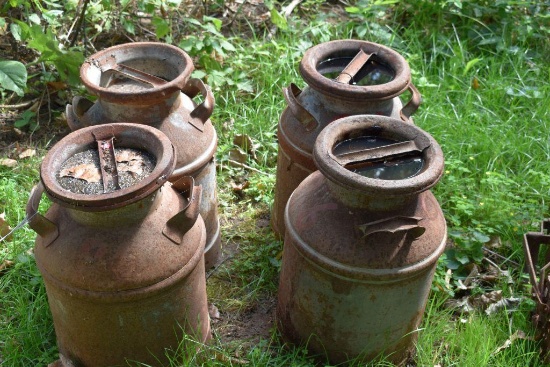 (4) Milk Cans with covers