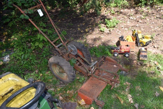 Walk Behind Garden Tractor Frame with reel mower attachment