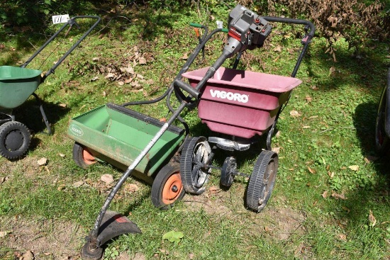 Drop Spreader, broadcast spreader and weed whip, needs work