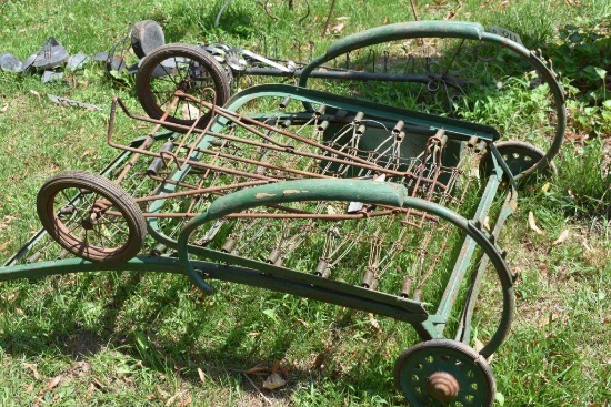 Vintage Metal Lounge Chair and two wheel cart
