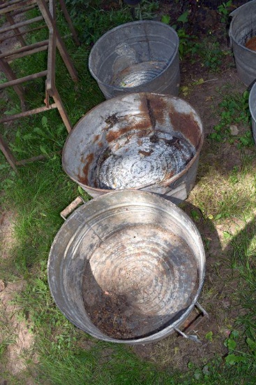 Three Galvanized wash tubs