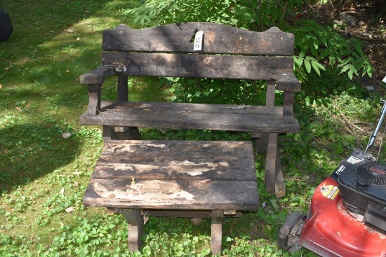 Wooden Rocking Garden Bench and stool