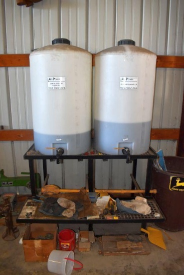 (2) 65 Gallon Oil Barrel, Poly Dispenser