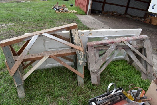 (4) Wagon Saw Horses, Steel Door