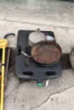 Assorted Funnels, Drain Pans, Large Poly Drain Pan
