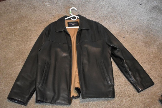 Dockers Sz L Leather Lined Jacket