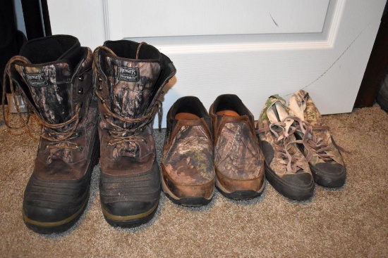 Ranger Sz 12 Insulated Boots, Weather Rite Sz 11 Camo Shoes, Guide Dry Slip On shoes