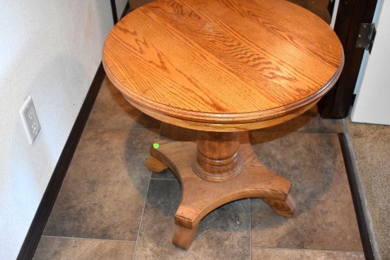 22" Diameterx22" Tall Round Wood Pedestal End Table