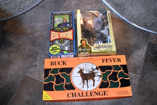 Jesse Ventura Action Figure, Babe Winkelman Outdoor Sportsman Action Figure, Buck Fever Challenge