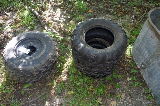 (2) AT25x8-12 ATV Tires on rims, AT25x11-12 Tires