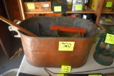 Copper Boiler with Wanamingo, MN and Henderson, MN Advertising and Enamel Ware Pot
