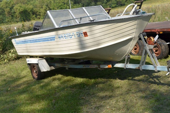 1978 Blue Fin 16' Boat, Mercury 80HP Outboard, Mercury 9.8HP Kicker Motor, Console,