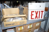 Assortment of Emergency Lights, Exit Signs, Exit Sign Brackets