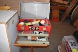 Tabletop Hard Plastic Tool Box with Contents: Misc. Hardware