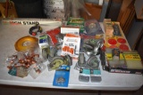 Assortment of Caster Wheels, Genie Pulley/Hook, Coleman High Stand, Screws, Japanese Beetle Traps