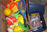 Large Assortment of Children's Toy Balls, Assorted Crayons, Plastic Yard Games and More