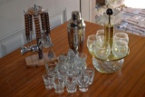 Assortment of Shot Glasses, Cocktail Glasses, Bar Accessories