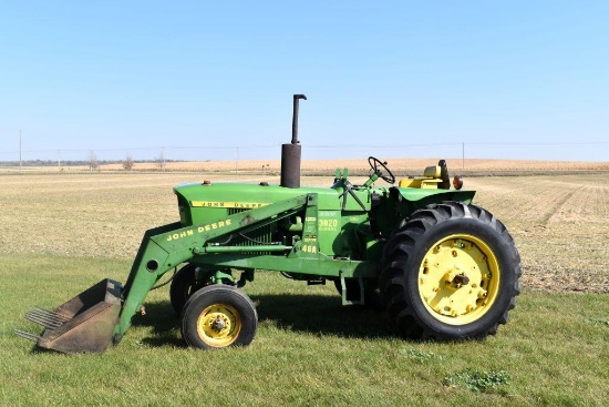 John Deere 3020 Diesel Tractor, Side Console, Fenders, 16.9x34 Tires at 75%, 2 Hyd. Remotes,