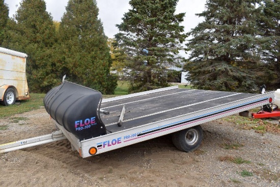 Floe Pro-100 Plus Aluminum Framed Snowmobile Trailer, 2 Place Tilt Bed, 101"x10', Salt Shield