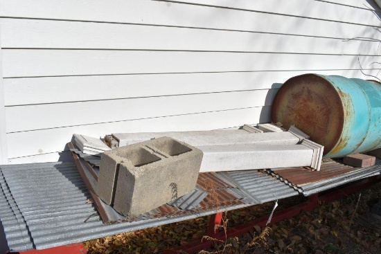 Assorted Tin, Fence Posts, Shingles and More Misc. Items; All Items in Back Corner Behind Building