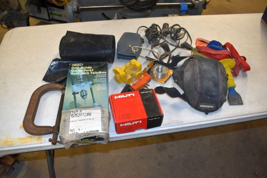 Garbage Bags, C Clamp, Knee Pads, Drill Guide, Chisel