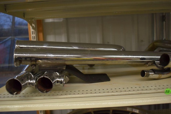 Contents of Shelf: Used Harley Davidson Exhaust Parts