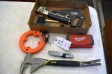 Assorted Tools: Milwaukee Drill Bits, Stanley Extreme Pry Bar, Fish Tape and More