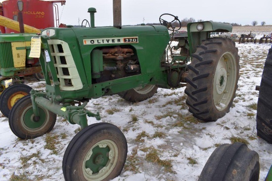 Oliver 770 Tractor, Gas, WF, 2Hyd, 540PTO, 15.5x36