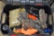 Husky Hinged Latching Tote Containing Assorting Hunting Gear
