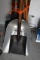 Assortment of Handled Tools: Aluminum Scoop Shovel, Landscaping Rakes, Shovels, Level