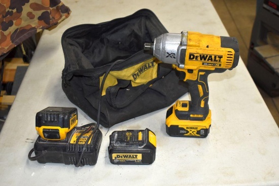 DeWalt 20V XR 1/2" Drive Impact, 5.0 AH Battery, (2) 3 AH Batteries, Charger
