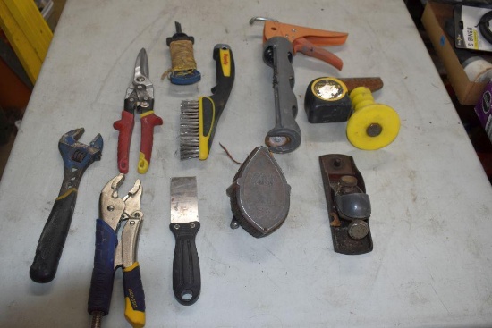 Hammer, Tape Measure, Wire Brush, Caulk Gun, Irwin Chalk Line, Tin Snips, Vise Grip and More