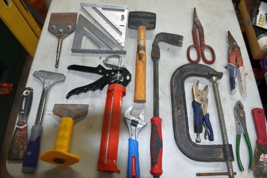 C Clamp, Caulk Gun, Adjustable Crow Bar, Squares, Pliers, Vise Grip and More