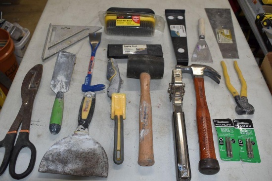 Hammer Stapler, Wire Brushes, Hammer, Tin Snips, Mallet, Square and More