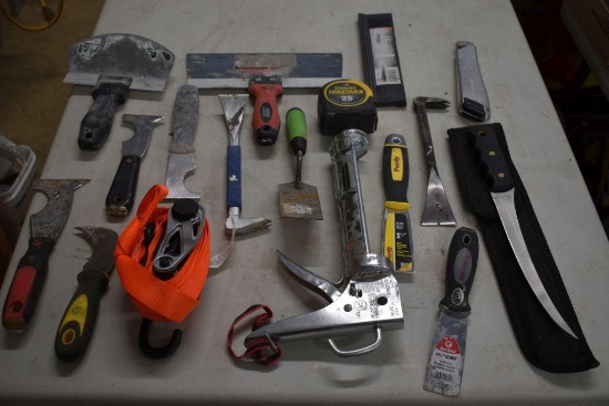 Filet Knife, Ratchet Strap, Tape Measure, Caulk Gun, Pry Bar Putty Knives and More