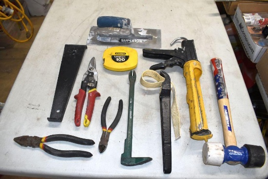 Caulk Gun, 100' Measuring Tape, Hammer, Trowel, Pry Bar, Pliers and More