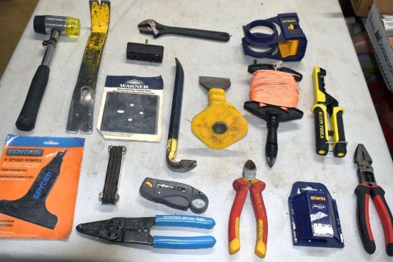 Marking Twine Line, Pry Bar, Mallet, Pliers, Allen Wrenches, Wire Stripper and More