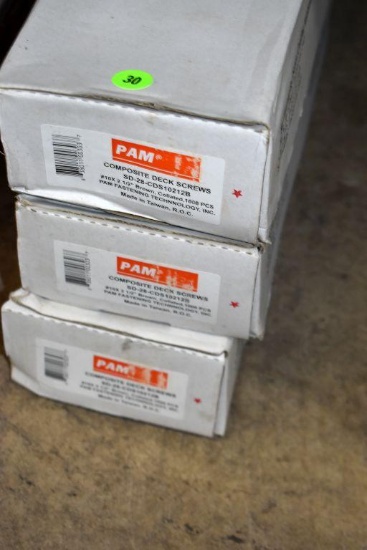 (3 Boxes) PAM Fastening Technology No. 10x2.5" Brown Composite Deck Screws; May be Open