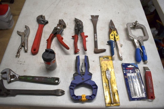 Clamps, Wire Snips, Pry Bar, Vise Grip, Bits and More