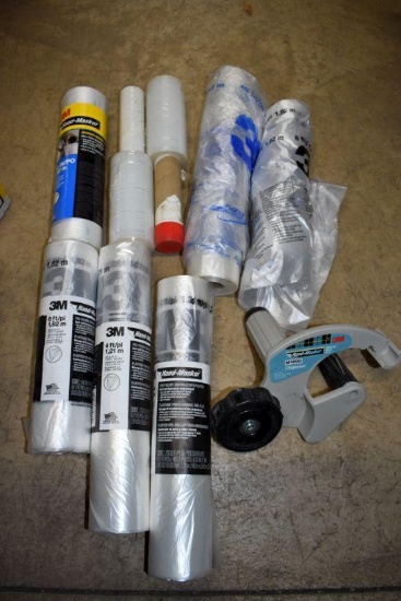 Rolls of Contractor's Plastic: Some Opened, Saran Wrap Rolls